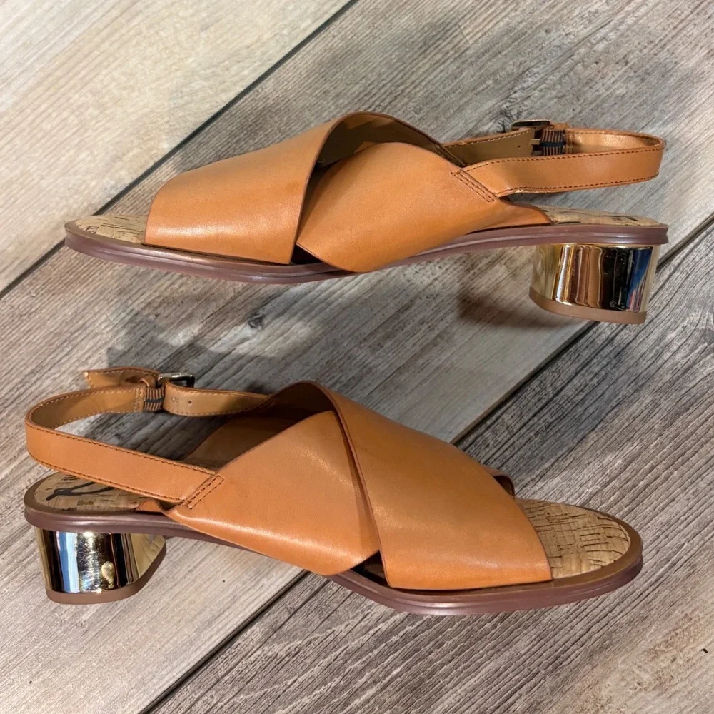 Sam‎ Edelman Torin Tan Sandals Women's 9.5 Open Toe Casual Chic Quiet Luxury